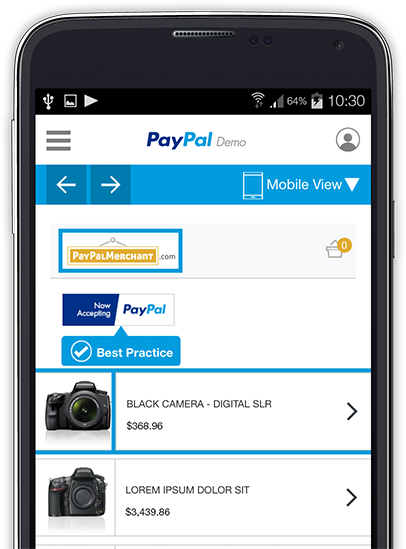 Paypal page on phone