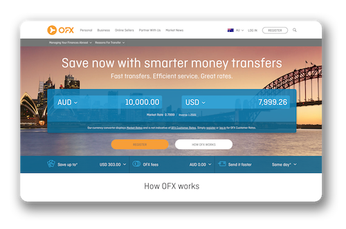TransferWise website screenshot. 